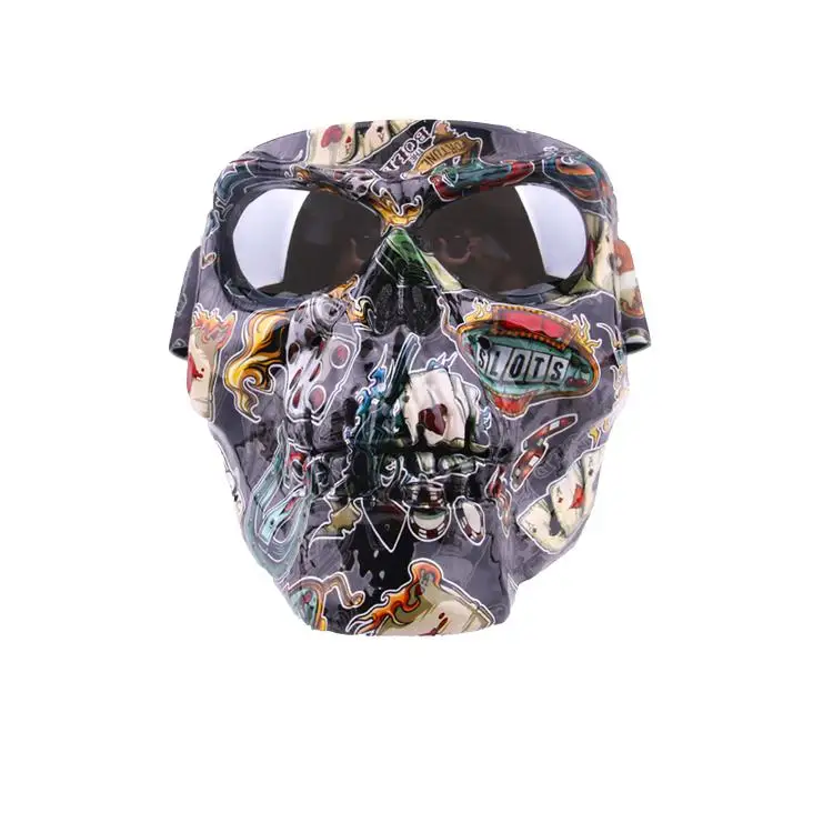 Motorcycle Goggles Skull Mask Helmet Glasses Mask Ski Detachable Eyewear Scooter Helmets Mask Skate Motorcycle Goggles Mask
