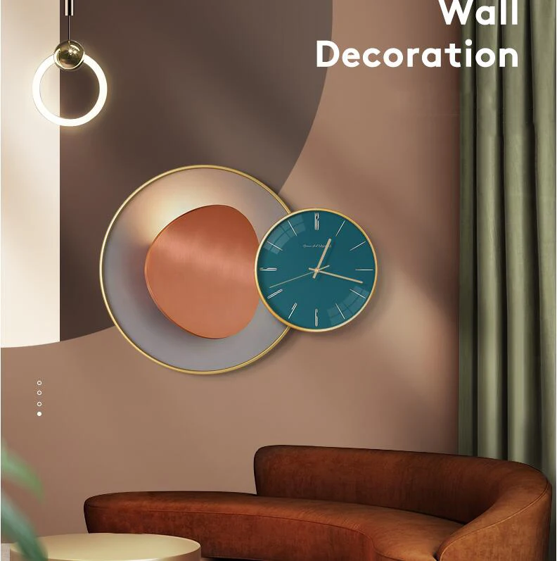 

European Painting Wrought Iron Wall Clocks Wall Decoration Lobby Store Wall Mural Crafts Home Livingroom Wall Sticker Ornaments