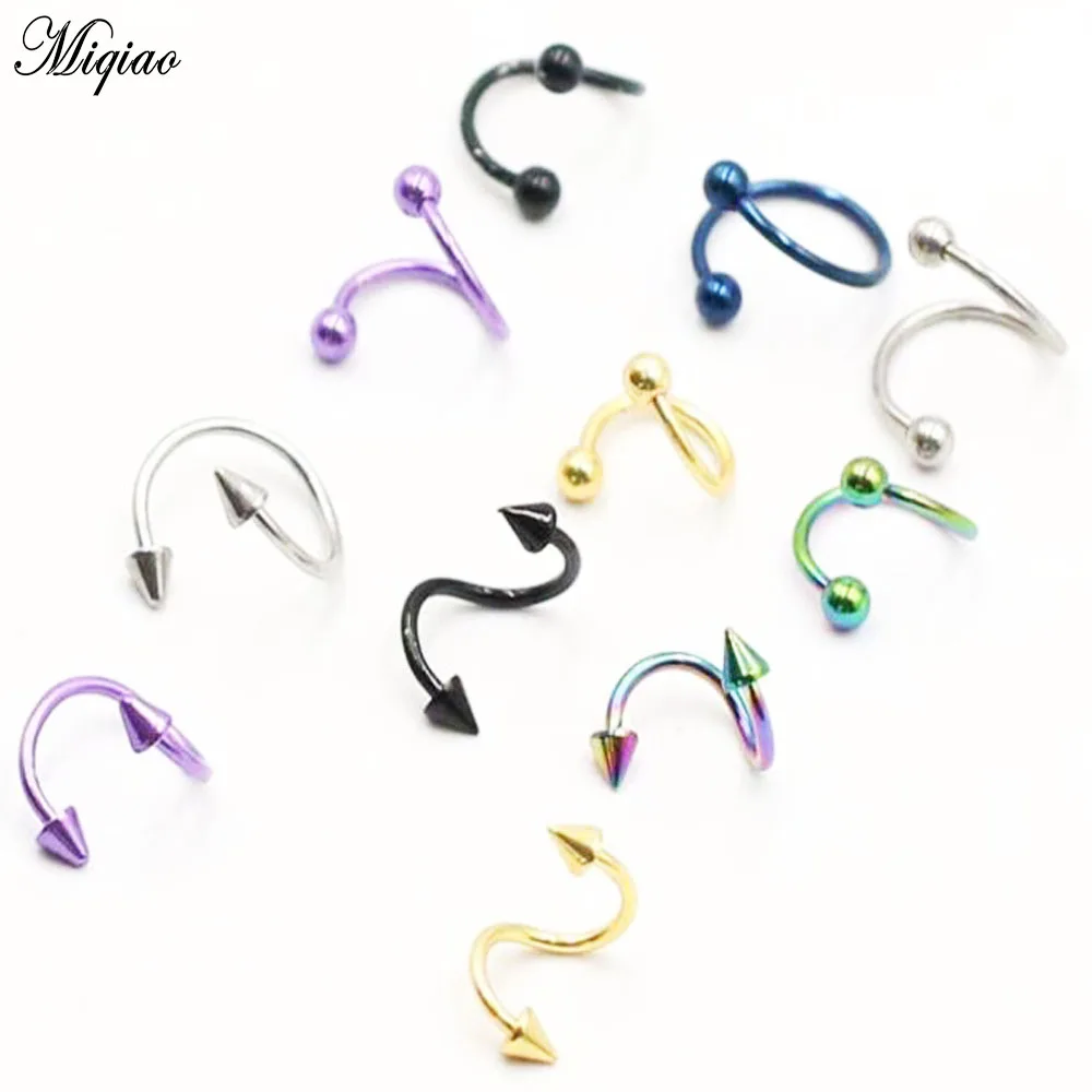 

Miqiao 1 Pcs Human Body Piercing Jewelry European and American Fashion S-shaped Lip Nails Ear Bone Nails Stainless Steel