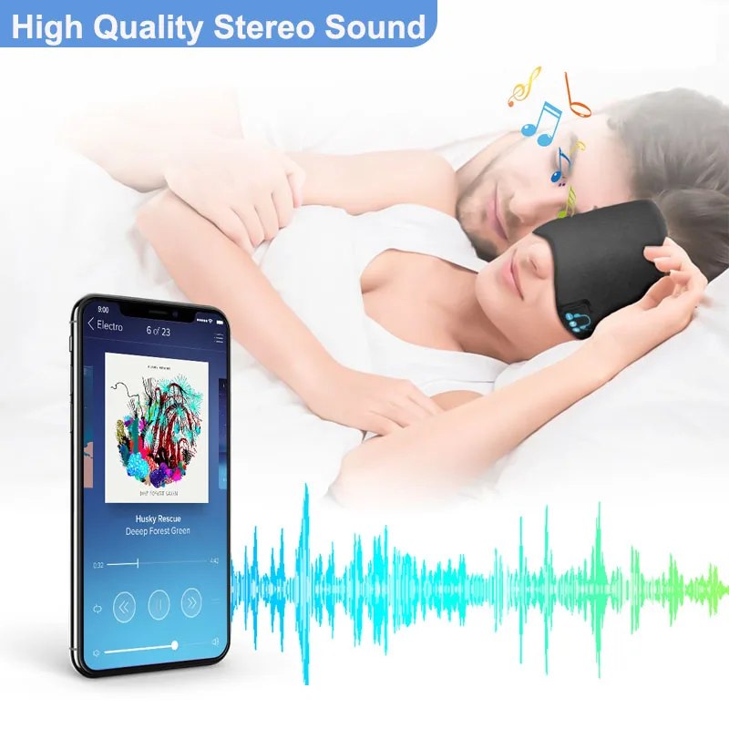 Беспроводные Bluetooth мягкие наушники для сна маска для глаз стерео музыка Спортивные Беспроводные наушники Bluetooth с микрофоном