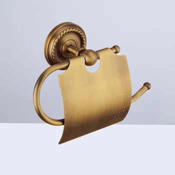 

European Style Brass Antique Wall Mount Toilet Paper Bathroom Tissue Holder Storage Shelf