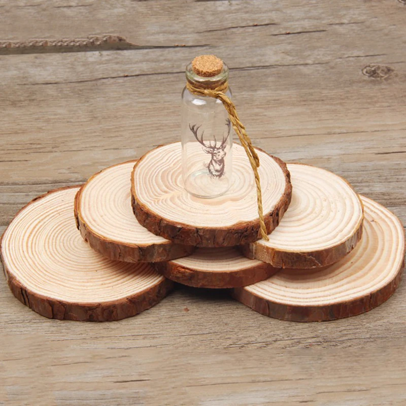 10pcs Craft Unfinished Natural Round Wood Slices Wedding Wooden DIY School Guest Christmas Decor Blanks Dyeing Drawing