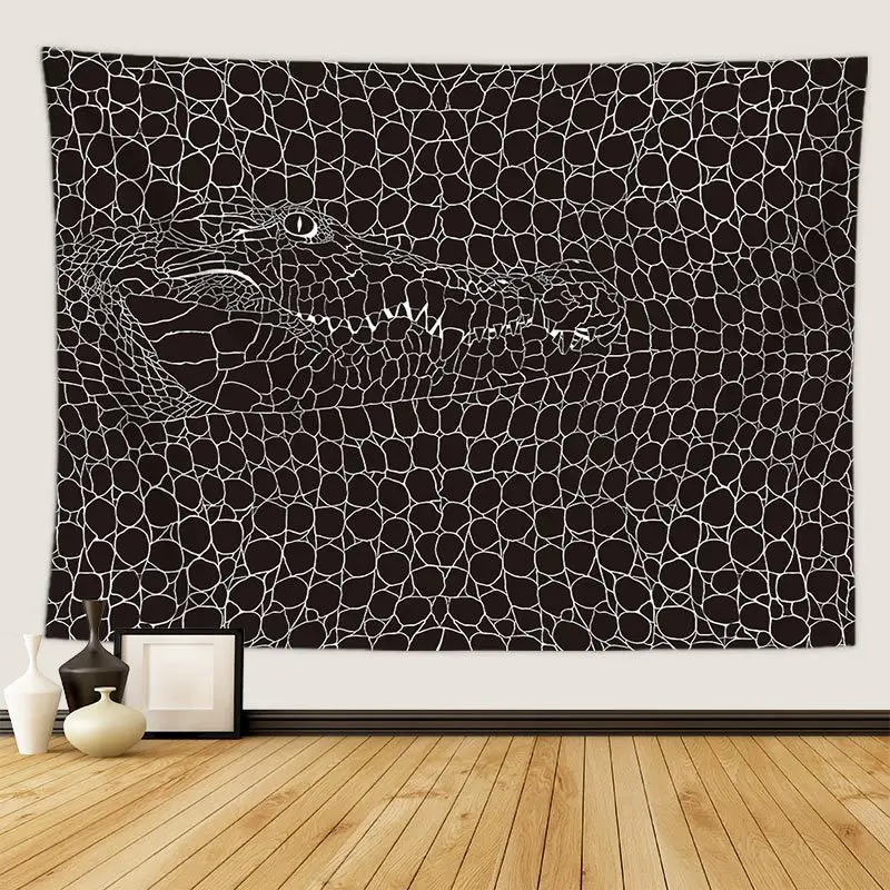 Крокодиловый гобелен черное украшение с изображением мандалы с животным принтом, Настенное подвесное покрывало домашний декор ковер для спальни - Цвет: FGT-6087