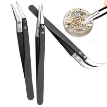 Антистатические пинцеты, керамические пинцеты с ручкой из нержавеющей стали, прямые пинцеты, термостойкий пинцет, серебристый, черный