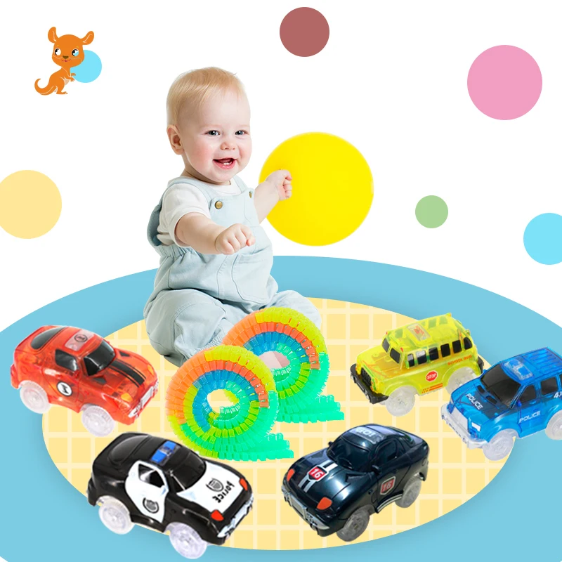 

Magical Track Cars LED Light Electronics Car Tracks Toy Cars Parts Car Rail Race Track Children's Toys For Boys Birthday Gifts