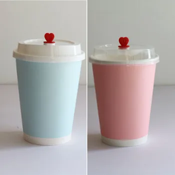 

50pcs High quality pink paper cups coffee milk tea cup Valentine's Day drinking packaging cups blue party favors cup with lid