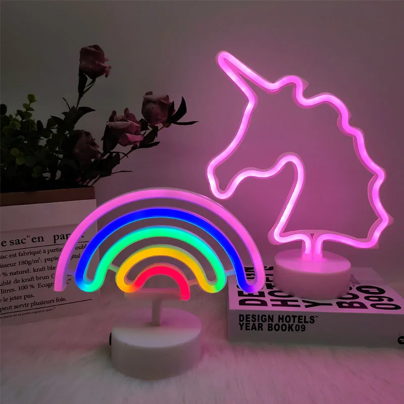 Creativity Rainbow ice Cream Shape LED Neon Night Light Xmas Party Home Decoration Kids Gift USB/Battery Operated Table Lamp | Освещение