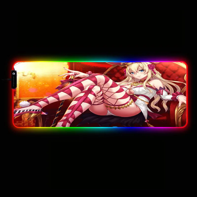 XGZ Сексуальная аниме-девушка игровой RGB геймер большой коврик для мыши светодиодный Подсветка USB клавиатура красочный стол коврик для мыши Коврик для ПК ноутбук Настольный