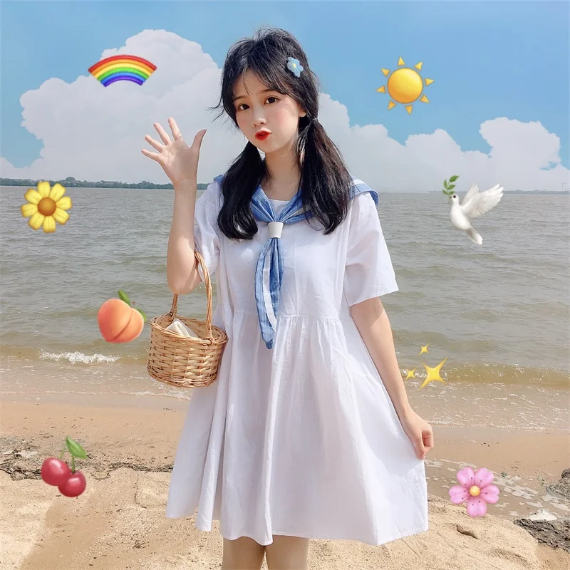 Новинка лета 2020 женское милое летнее платье в японском стиле с матросским