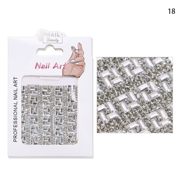 Luxurious Nail Crystal Chains NICE French Wide Lines AB Arbitrary Cut Charms Rhinestones Glass Belt Nail Art Gemchain 3D