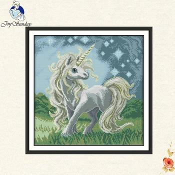 

Joy Sunday Beautiful Unicorn Cross-stitch kits 14C DMC Needlework suit Enough Canvas for Embroidery DIY Handmade Cross Stitch