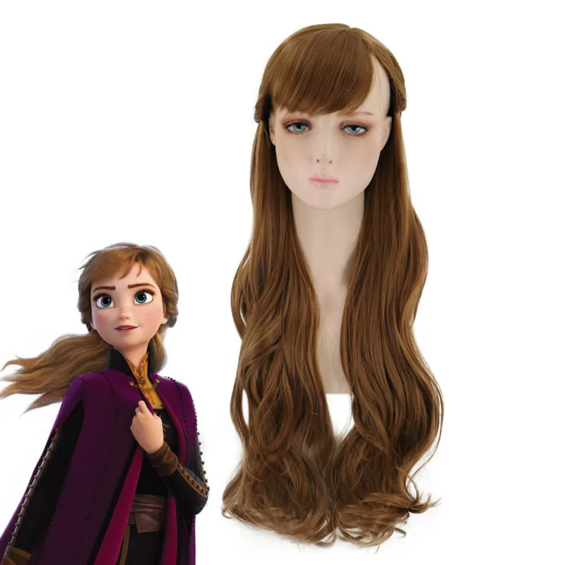 Anna wig Костюм принцессы Анны/Эльзы из мультфильма «Холодное сердце 2», косплей парик для девочек, женские вечерние термостойкие синтетические длинные парики на Хэллоуин, C35882AD - Цвет: Anna wig
