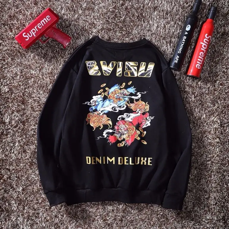 Аутентичный Evisu осенний зимний мужской Повседневный свитер теплый дышащий Модный хлопковый принт с длинными рукавами Мужская Женская одежда для влюбленных - Цвет: 5005