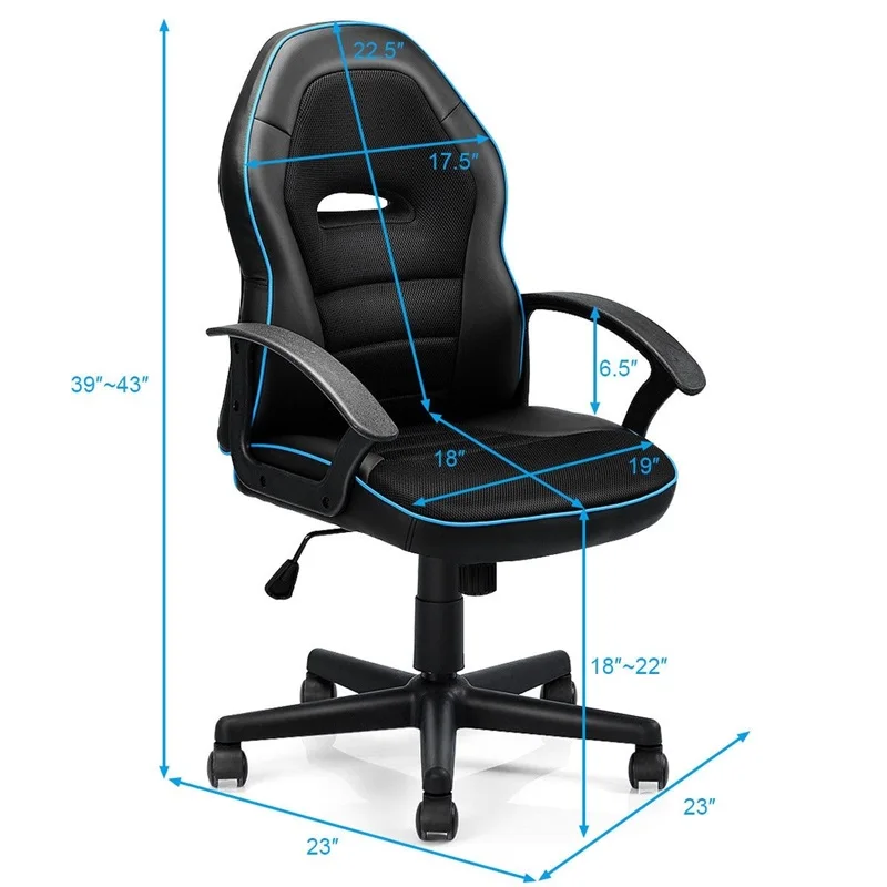 Costway игровой стул для гоночной игры офисное кресло средней высоты поворотного