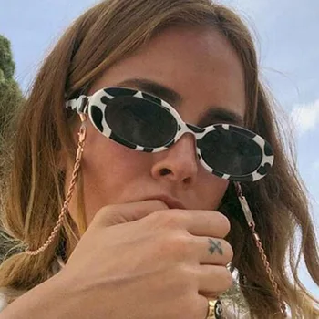 

Fashion Oval Sunglasses Women Brand Designer Sun Glasses For Female Small Frame Cool Sexy Vintage Black Leopard Oculos De Sol