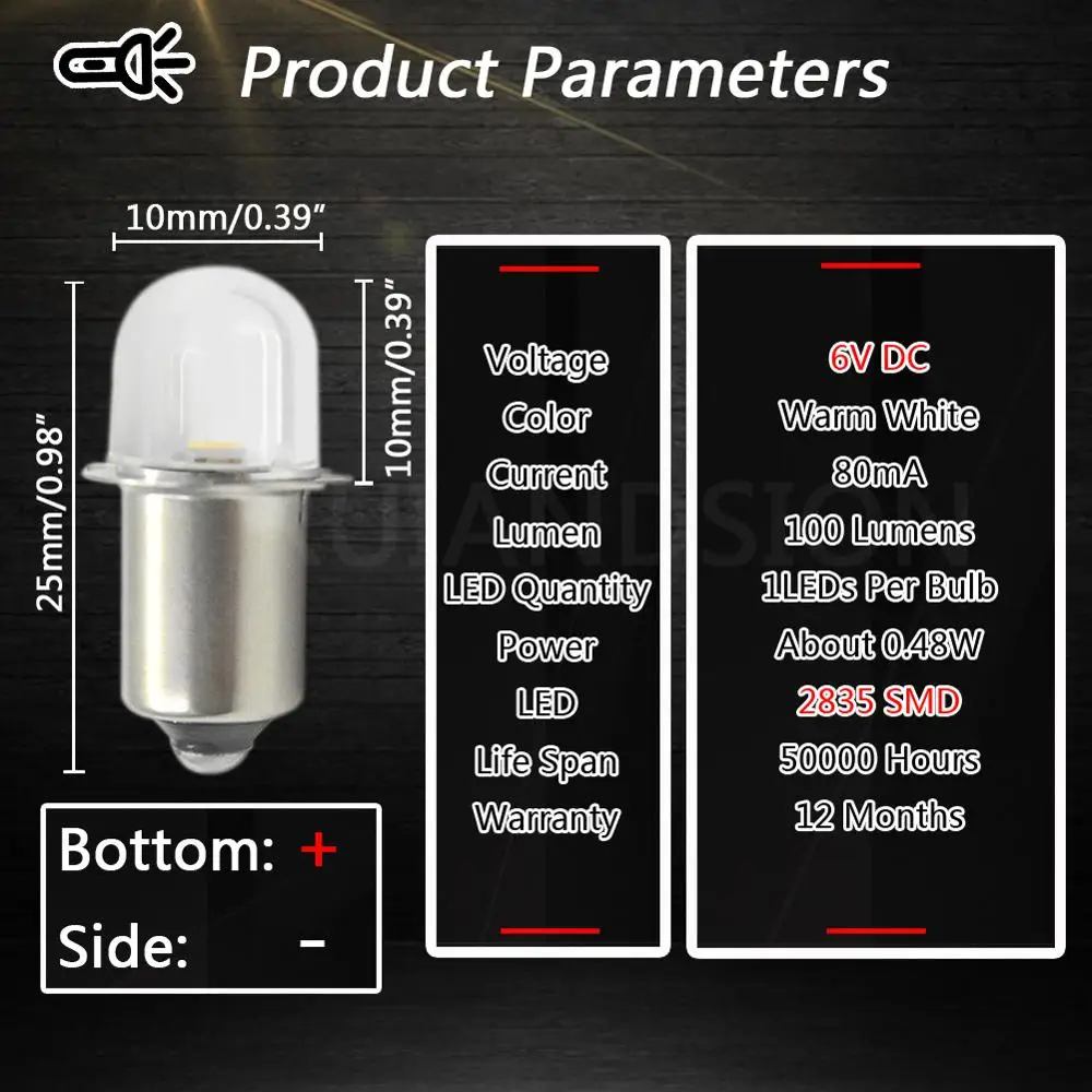 4x DC 3V 6V PR2 P13.5S 2835 Светодиодный конверсионный комплект для велосипедного фонаря, Рабочий фонарь, сменные лампочки 4300K - Испускаемый цвет: 6V