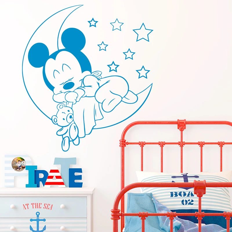 Cartoon Style Mickey Mouse Sweet Dream Wall Sticker Home Decor For Kids Room Bedroom Decoration Decals Creative Stickers