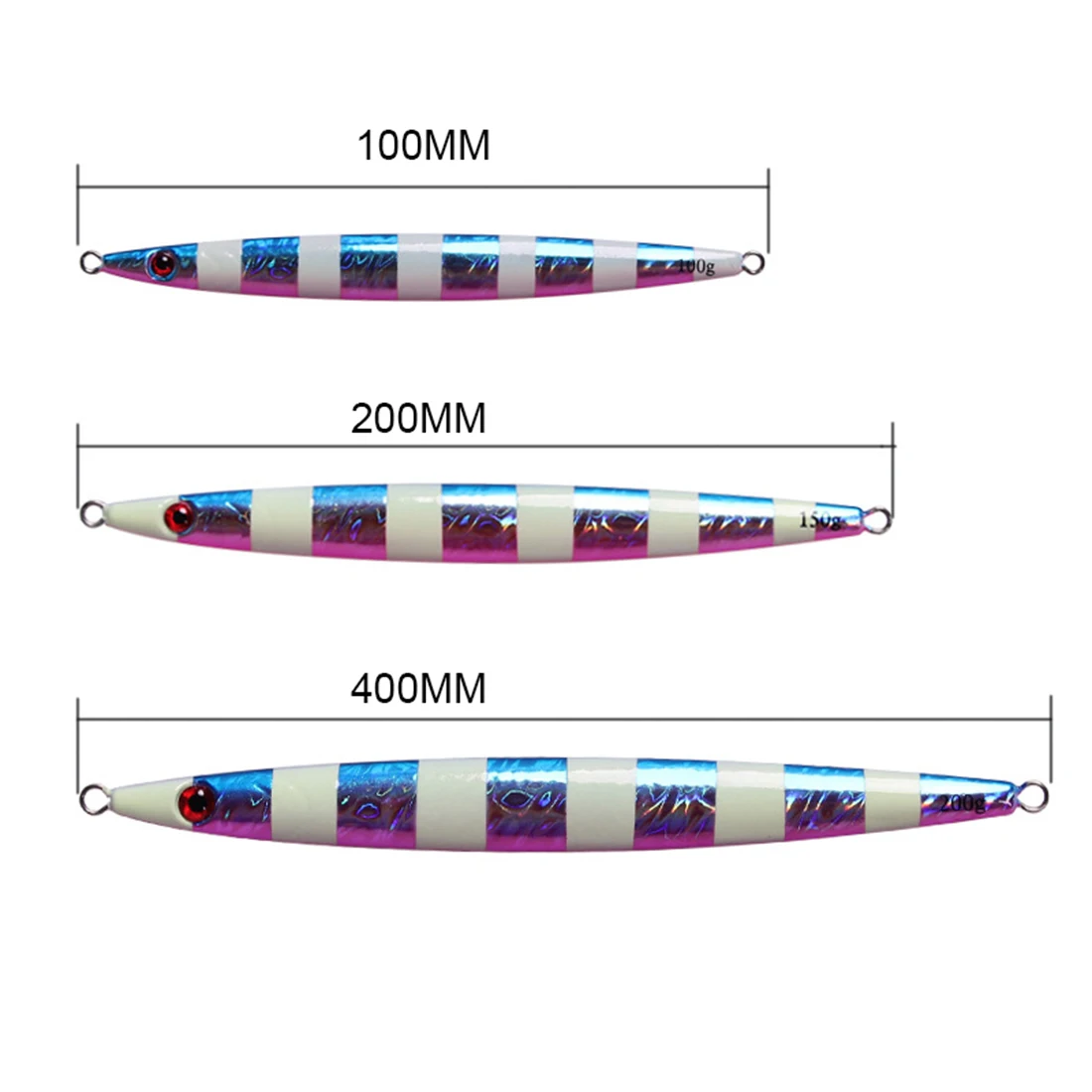 

100-400g Metal Artificial Metal Fishing Lures Jigging Lead Alloy Fish Reflected 3D Eyes Sea Fishing Wobbler Hard Baits