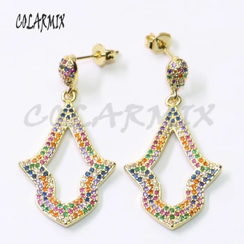 

3 Pair Colorful zircon earring Rose shape earrings Gift for lady elegant mix color Crystal earrings wholesale earring 50786