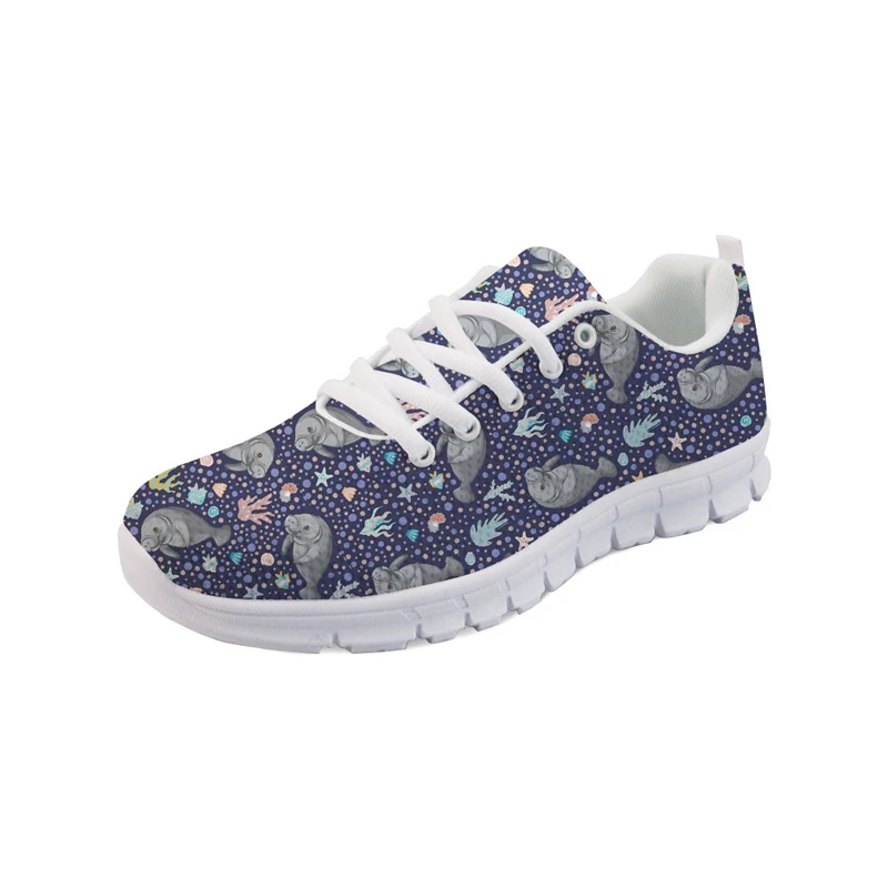

Cute Dog Manatee Party Pattern Flats Sneakers Women Cartoon Fashion Female Comfortable Walking Shoes Woman Mesh Running Shoes