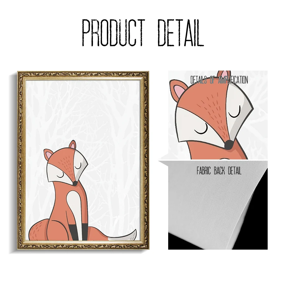 Bear Fox Deer Raccoon Cartoon Animal Wall Art Canvas Painting Nordic Posters And Prints Wall Pictures Baby Kids Room Home Decor