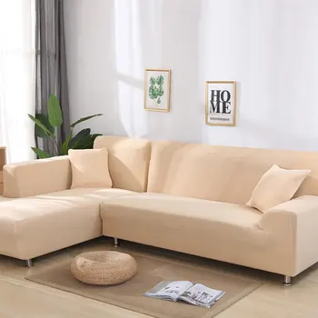 

L Shape Sofa Cover Solid Color Sofa Covers With Corner Elasticity Universal Sofa Cushion Elastic Cover A45007