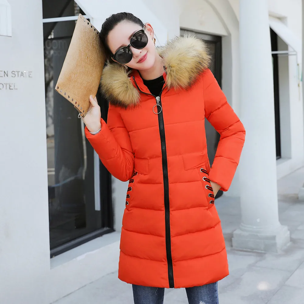 Новая зимняя куртка женская парка пальто длинный пуховик Плюс Размер Мода с капюшоном толстый пуховик куртки Женское пальто#830