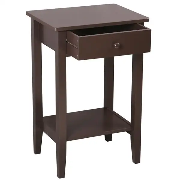  Two-layer Bedside Table Coffee Table with Drawer Coffee  fine workmanship beautiful and fashionend 