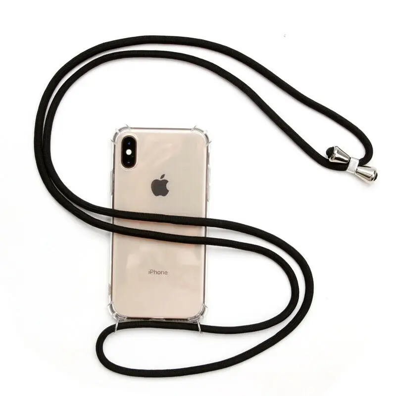 Чехол-цепочка для Apple iPhone 11 Pro Max X/XS/XR/XS Max 7 8 6 6s Plus, мягкий чехол из ТПУ, прозрачный силиконовый чехол с ожерельем
