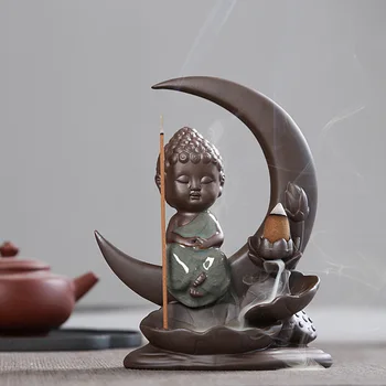 

Monk Waterfall Backflow Incense Burner Ceramic Smoke Fountain Censer Incense Burner Holder Incienso Quemador Room Decor BW50XX