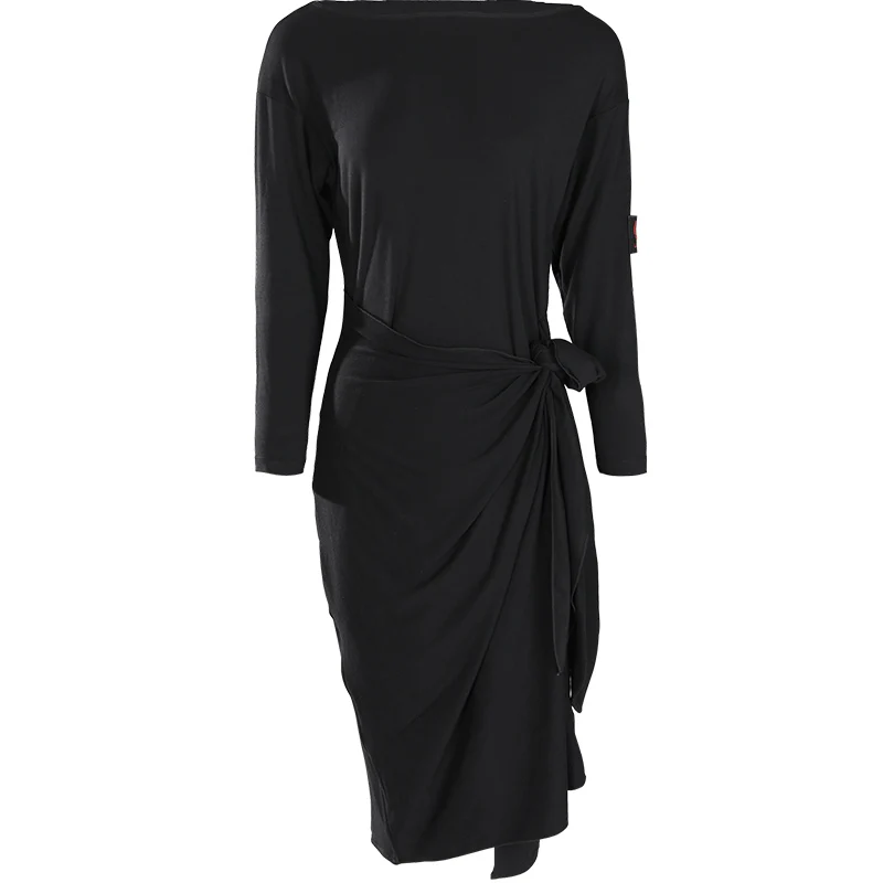 Latin Dance Dress Salsa Tango Rumba Cha Cha Samba Practice Clothes Women Black Long Sleeves Loose Performance Dresses DN4370