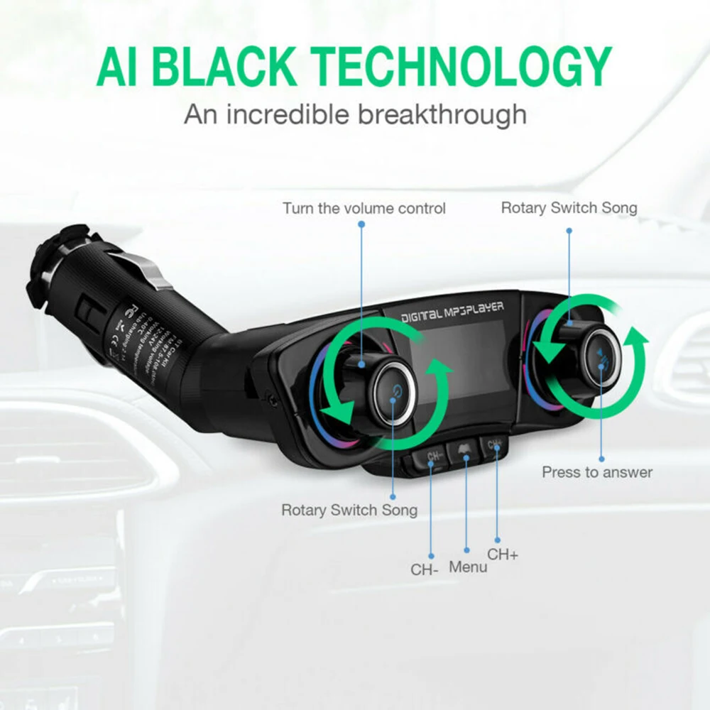 Беспроводной Bluetooth Hands-free fm-передатчик Aux USB MP3-плеер 1," светодиодный дисплей