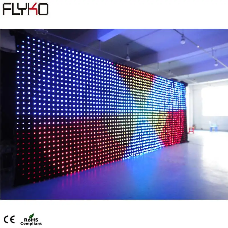 

Free shipping High Pixel P10 3M*8M leds RGB LED Video Curtain With PC card Controller For DJ Wedding Backdrops