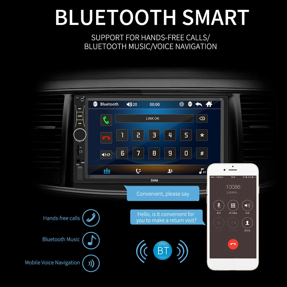 7 дюймов 2 дин стерео хороший эффект радио-зеркальная связь Bluetooth автомобильный Реверсивный изображения MP5 плеер магнитола-2-Din