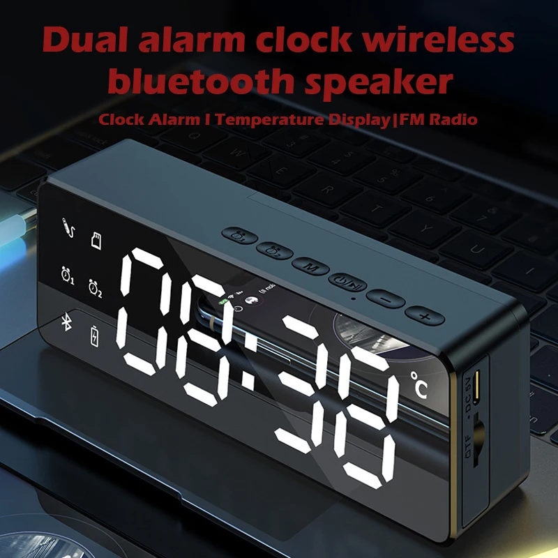 Беспроводной Bluetooth-динамик FM-радио звуковая коробка светодиодный зеркальный
