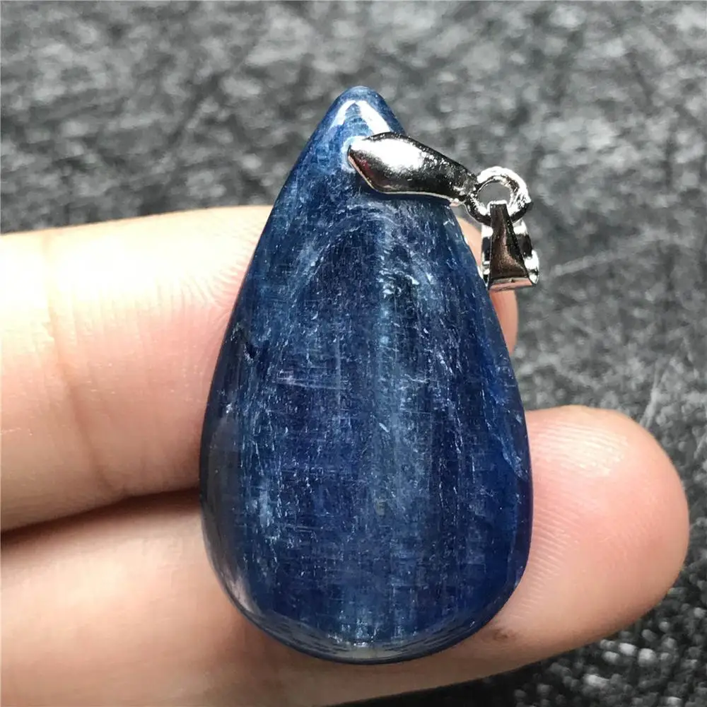 

Top Natural Blue Kyanite Pendant Jewelry For Woman Lady 31x18x5mm Beads Cat Eye Gemstone Crystal Silver Necklace Pendant AAAAA
