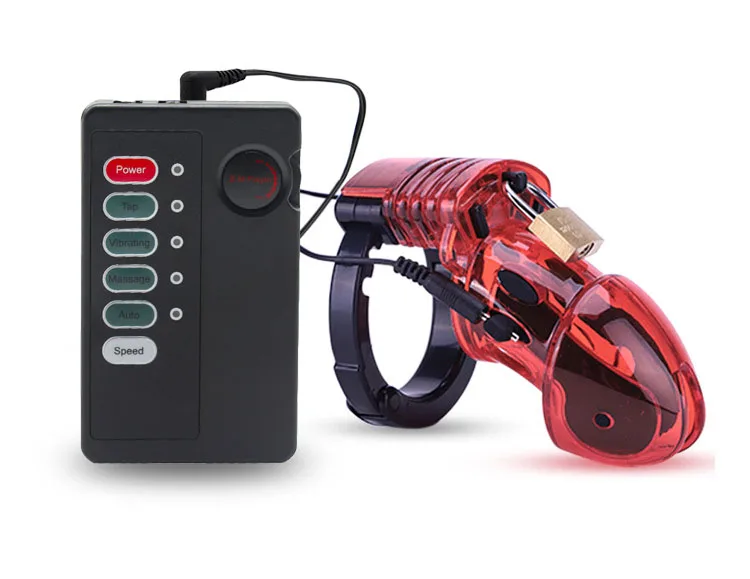 Adult Electro Shock Chastity Cage Penis Sleeve Male Sex Toys Electric Cock Cage Cock Ring Chastity Device For Men CB6000