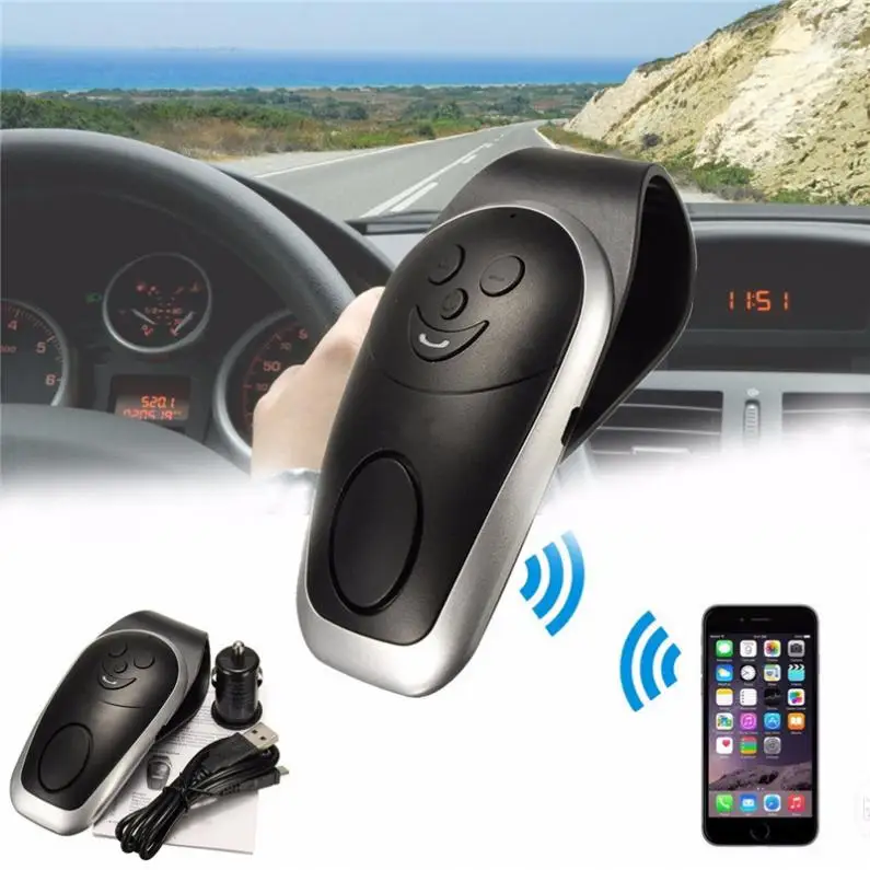 Bluetooth 3,0 Handsfree автомобильный комплект Громкая связь солнцезащитный козырек зажим с автомобильным зарядным устройством и USB кабелем Поддержка 2 колонки для телефона