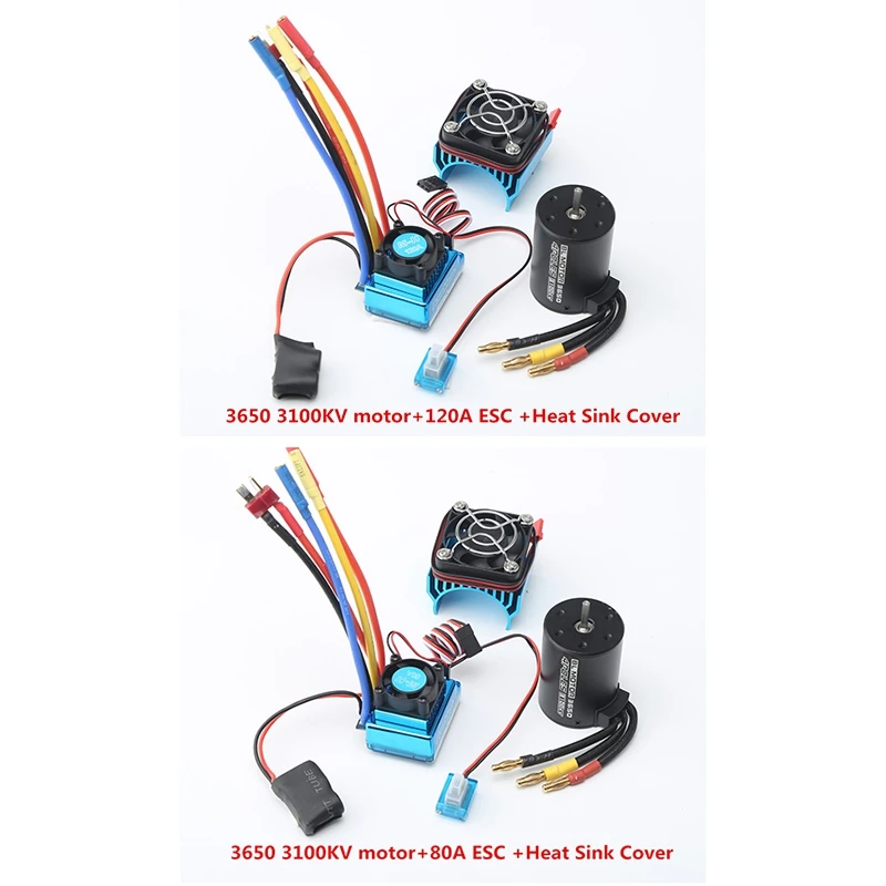 

3650 3100Kv Brushless Motor & Esc with Radiator Combo for 1:10 Rc Car Rc Boat Part