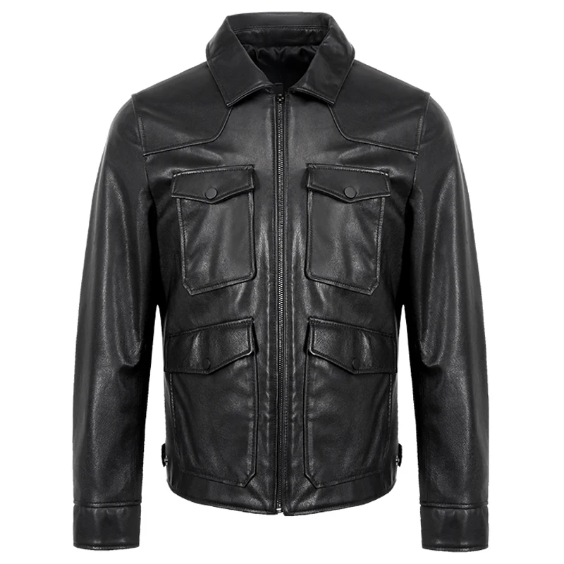 

US Flight Mens Real Leather Jacket Coats Slim Fit Oversized 4XL 5XL Mans Sheepskin Coats 2020 Genuine Leather Mens Clothing A836
