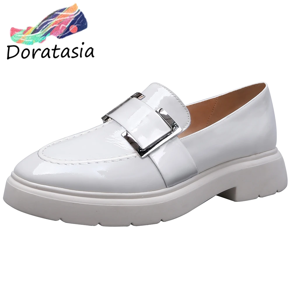 

DORATASIA New Girl slip-on Buckle Decorating Pumps Brand Spring Genuine Leather Pumps Women Comfort Platform Shoes Woman