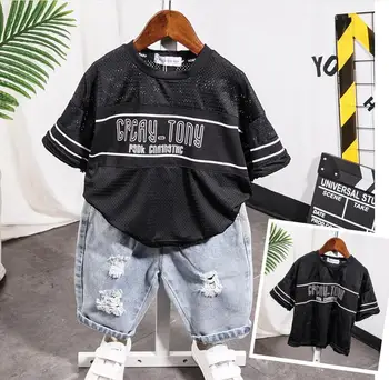 

boys clothes summer baby clothing for children kids boy black T-shirt shorts bebe fashion outfits 2-7years