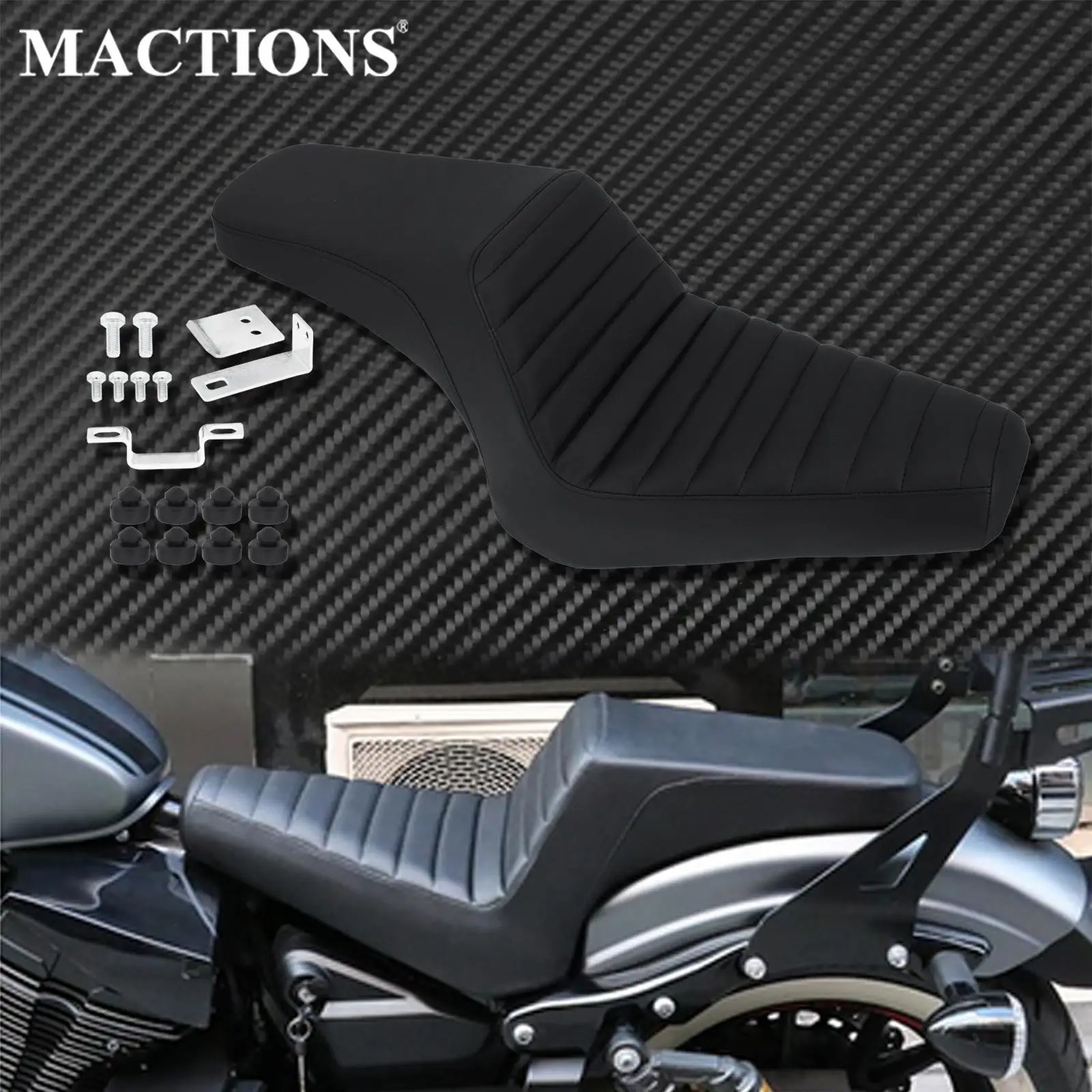 

Motorcycle Two Up Driver Front Rear Passenger Seat Covers Cushion Pad Black For Yamaha Bolt 950 XV950 XVS 950 R/C SPEC 2013-2019