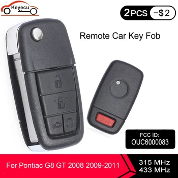 

KEYECU 3pcs Flip Remote Car Key Fob 315MHz / 433MHz ID46 Chip 4+1 / 5 Button for Pontiac G8 GT 2008 2009 FCC ID: OUC6000083