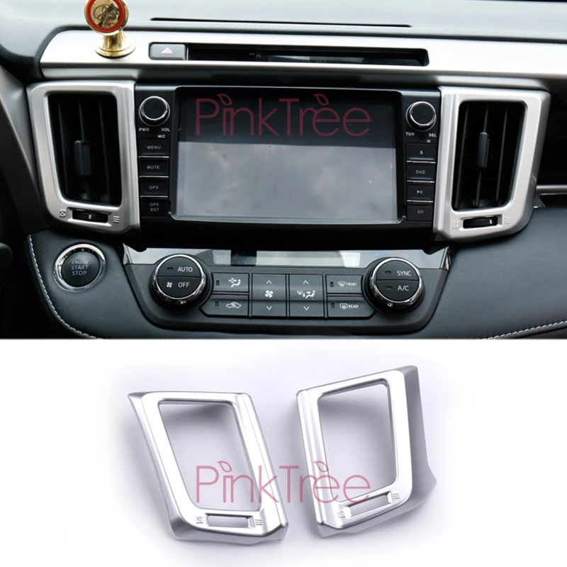 For Toyota RAV4 2016 2017 2018 Matt Silver Chrome Centre Air Vent Trim Cover Interior Moulding Decoration SUV Styling Accessory |