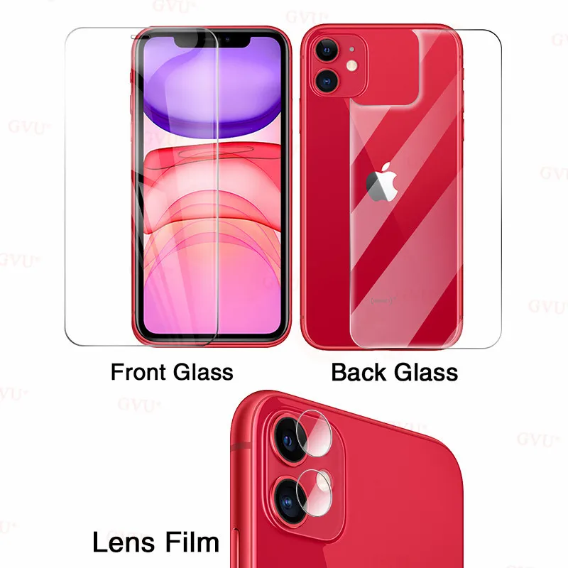 

9H Front+Rear Back+Lens Camera Film on For iPhone 11 Pro Max 2019 X XR XS MAX Full Body Tempered Protector Glass for iPhone 11