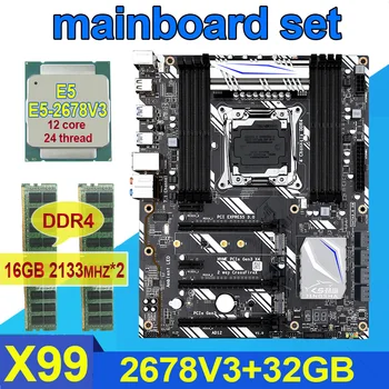 شراءJINGSHA X99 D8 اللوحة مجموعة مع زيون E5 2678 V3 LGA2011-3 CPU 2 قطعة X 16GB = 32GB 2133MHz DDR4 الذاكرة