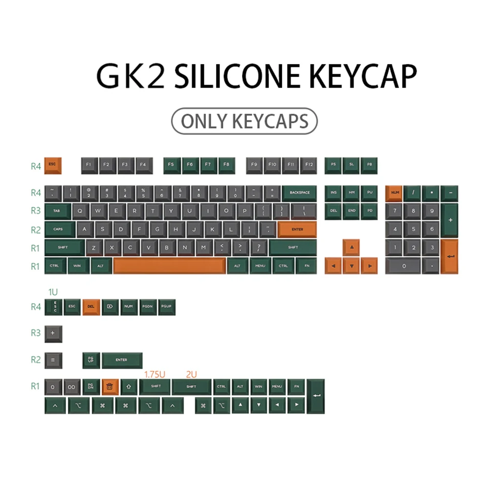 Dolch 140 Chaves Gk2 Perfil Borracha Keycaps para Teclado Mecânico Sk61 Gk61 Gk64 Gk68 84 96 108 Rubberized Gaming Keycap - Imagem 6