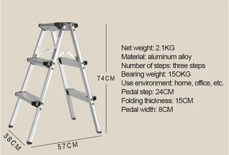 Skládací aluminium žebřík a-type multifunkční skládací krok platforma 3 schody