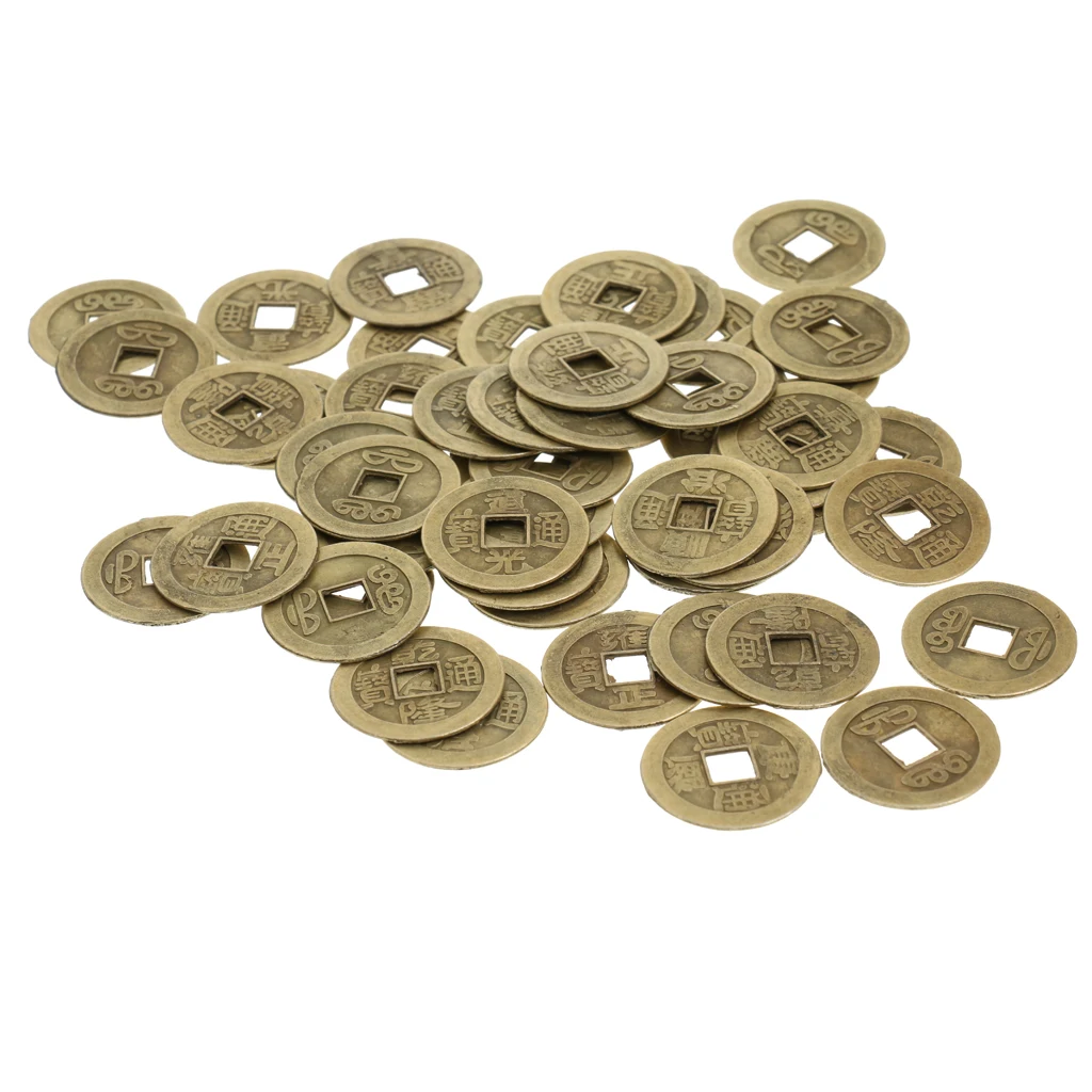 50 Pieces Feng Shui Coins Chinese Ancient Fortune Coin 1'' Diameter I Ching Money Charm